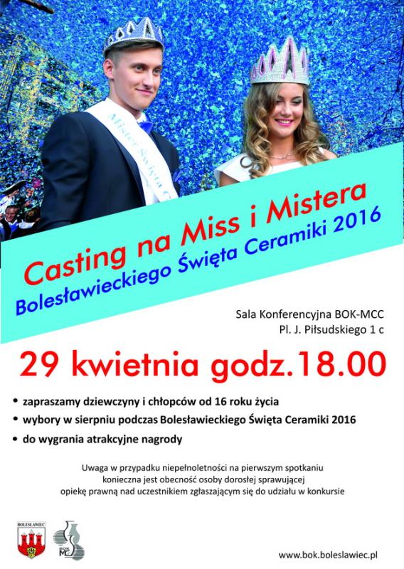 Casting na Miss i Mistera Bolesawieckiego wita Ceramiki 2016